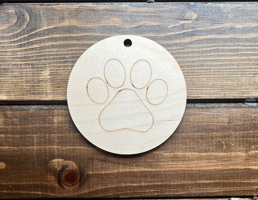 4 Inch Diameter Dog Paw Ornament