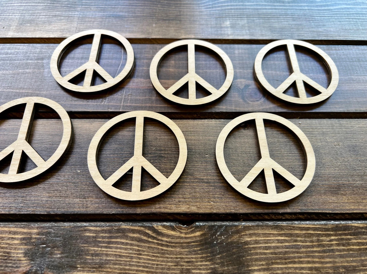 Peace Sign Wood Blank Ornament Size