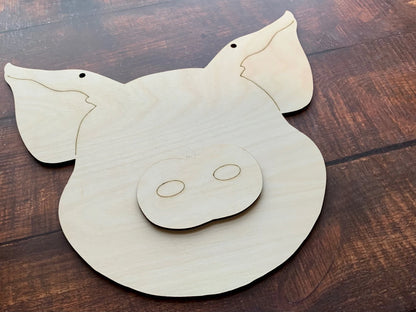 Pig Head Door Hanger Wood Blank Cut Out