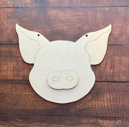 Pig Head Door Hanger Wood Blank Cut Out