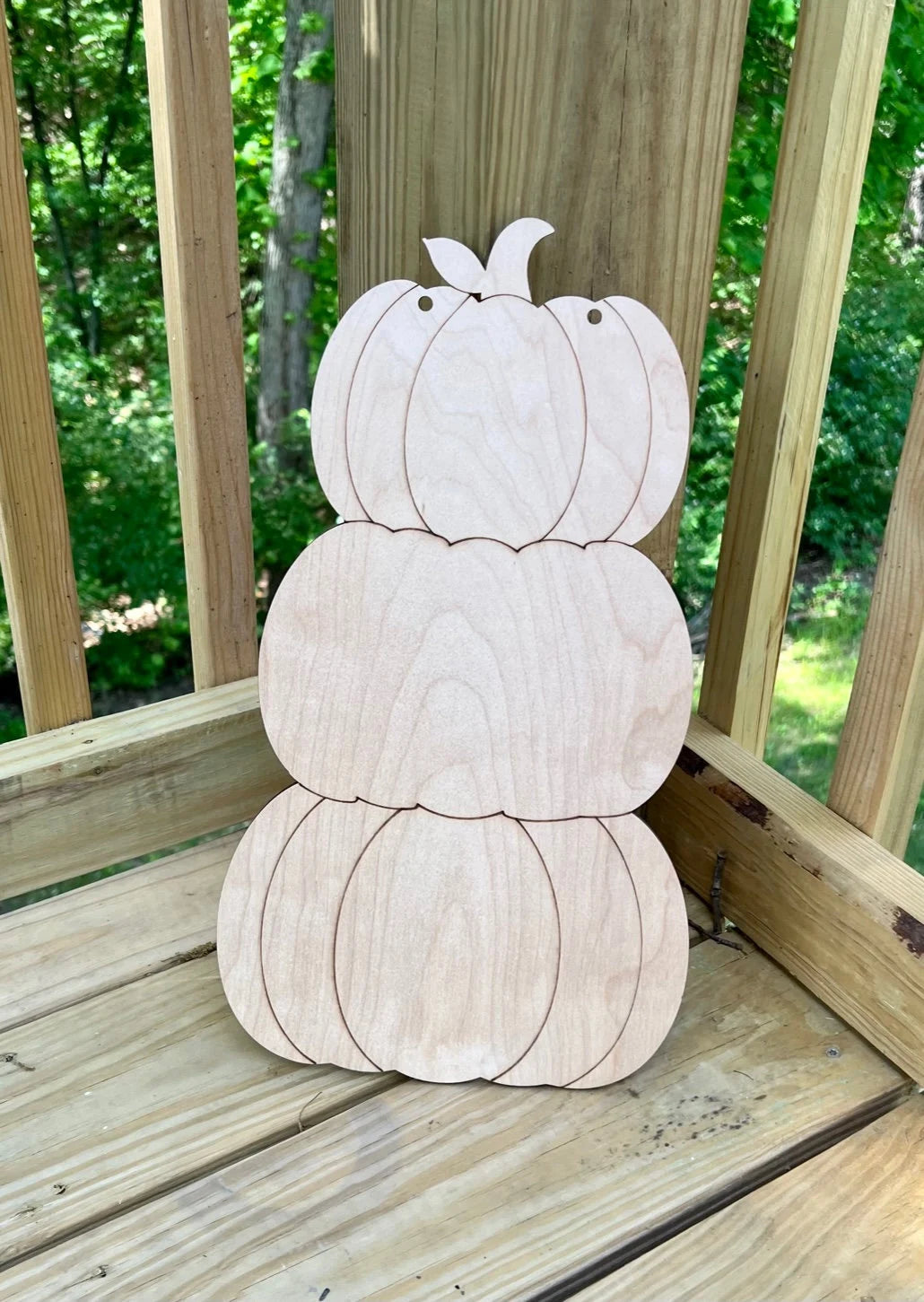 Pumpkin Stack Door Hanger Wood Cut Out