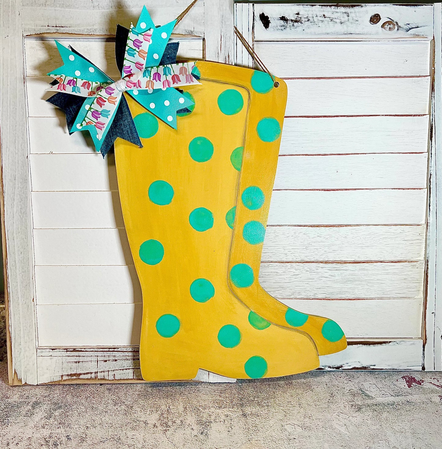 Rainboots Wood Cut out for Spring Sign