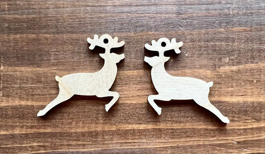 Reindeer Earring Blank Wood Dangle