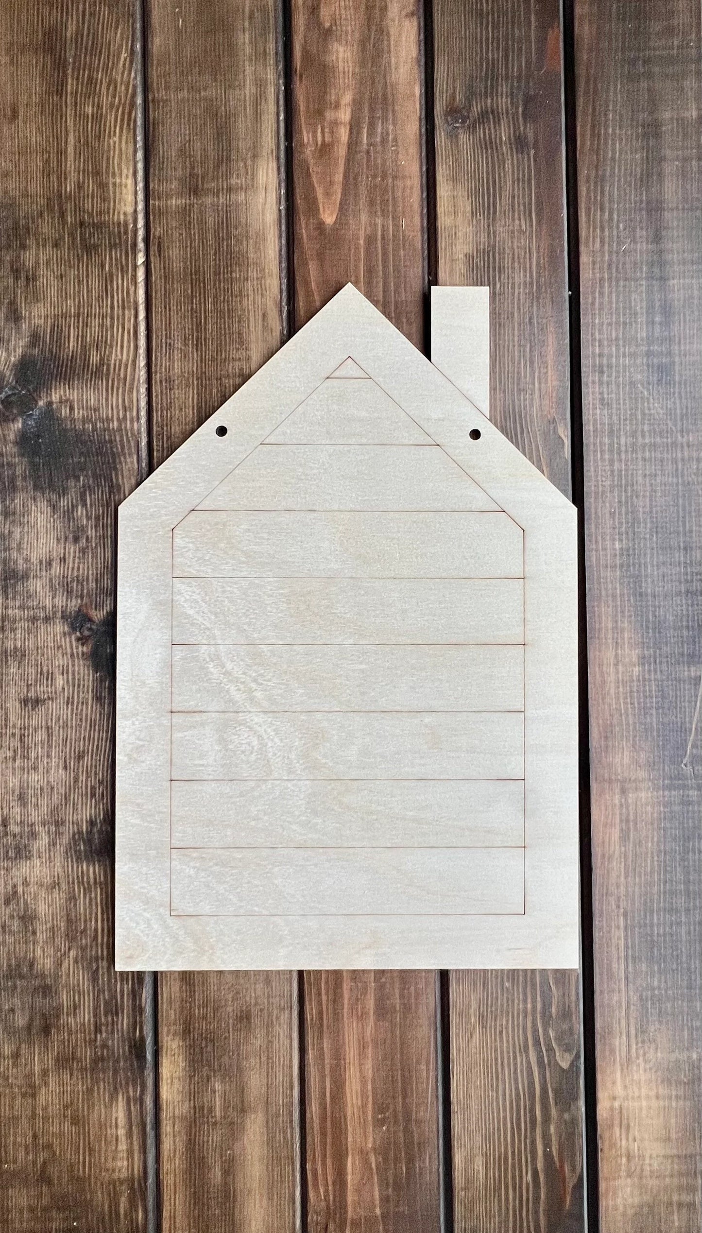 House Shape Wood Blank Shiplap and Frame Outline