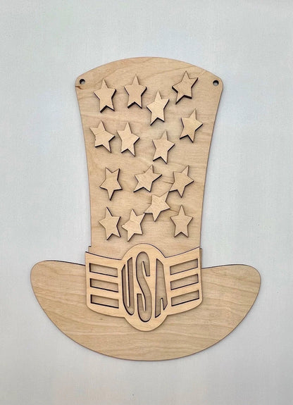 USA Door Hanger Hat Wood Blank